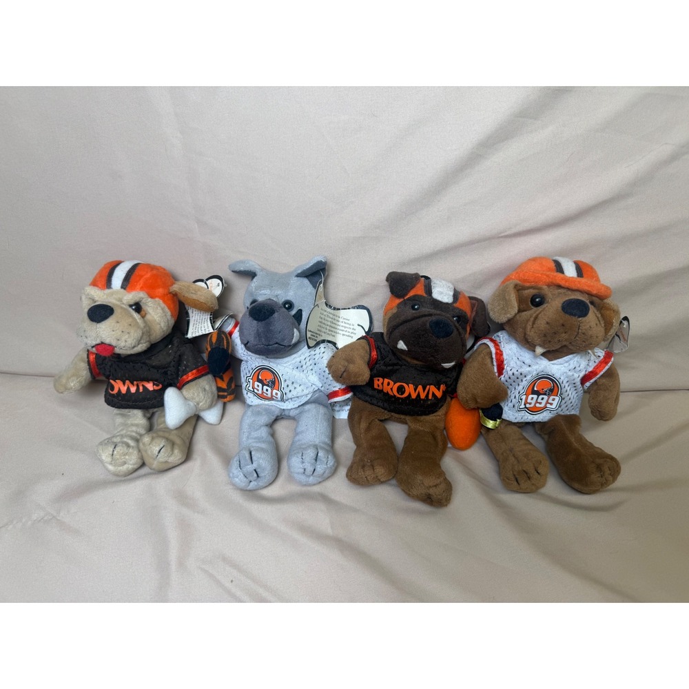 Vintage 1999 Burger King Cleveland Browns Dawg Pound Plush Set Chomps TD CB 4pc